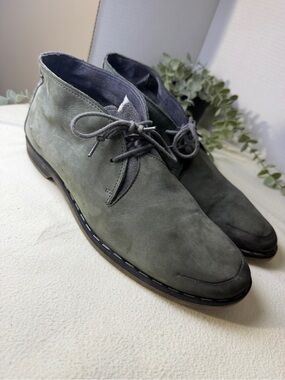 DIESEL Men’s Leather Chukka Ankle Boots Gray Green EU 43